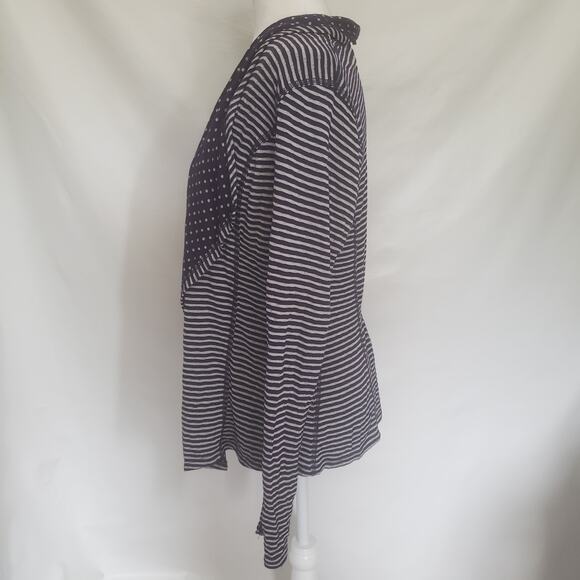 Market & Spruce Stripe Polka Dot Cardigan Womens Sz M Preppy Nautical Layering - Picture 5 of 10
